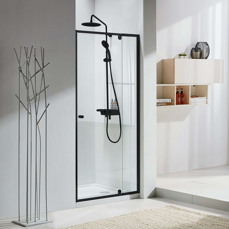 black framed shower door