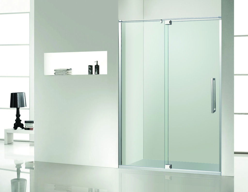 clear glass shower door
