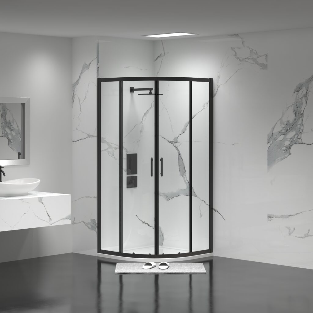 JK1944 Curved shower door color: Matte Black