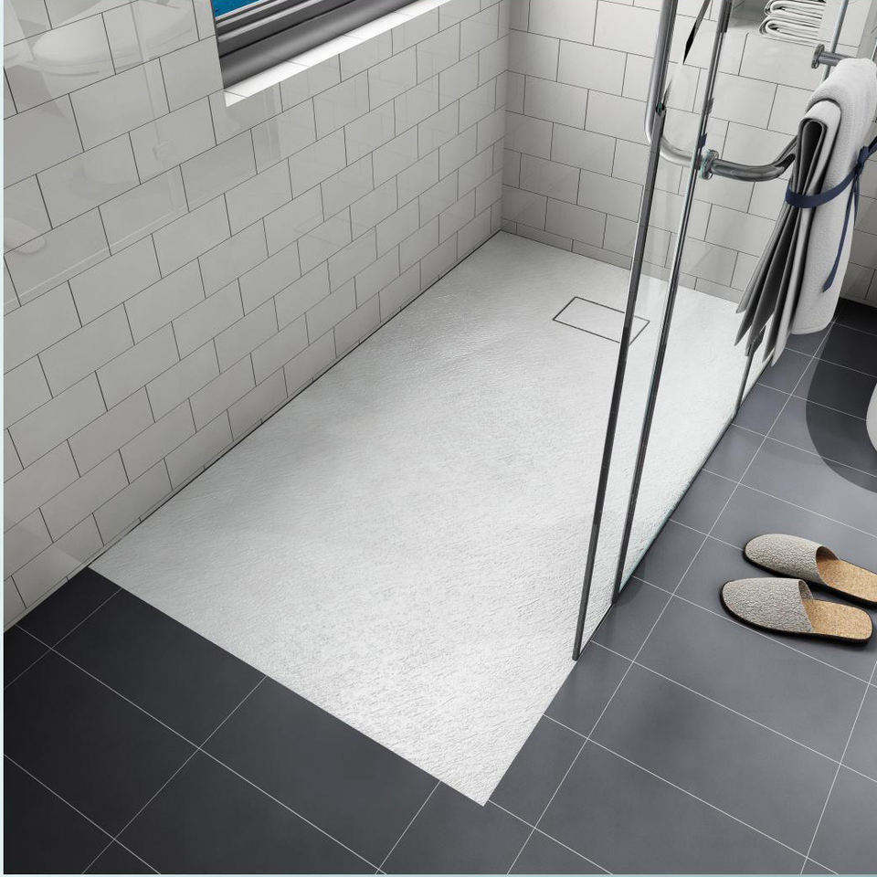 Portable Waterproof Marble Stone Shower Base ODM Shower Pan Piatti Doccia With Linear Drain