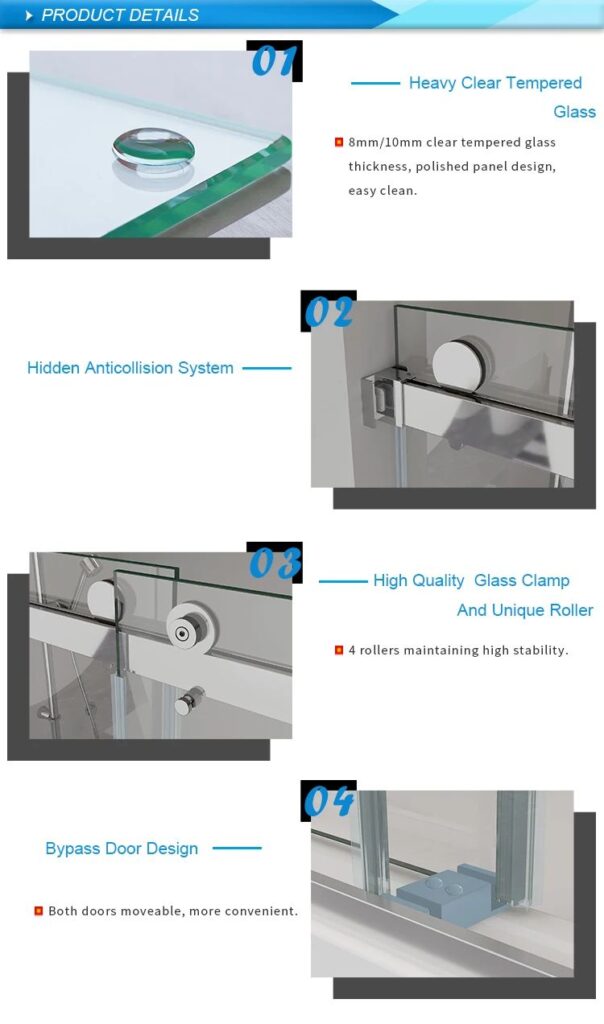 JP0219A Bathroom Sliding Glass Shower Door