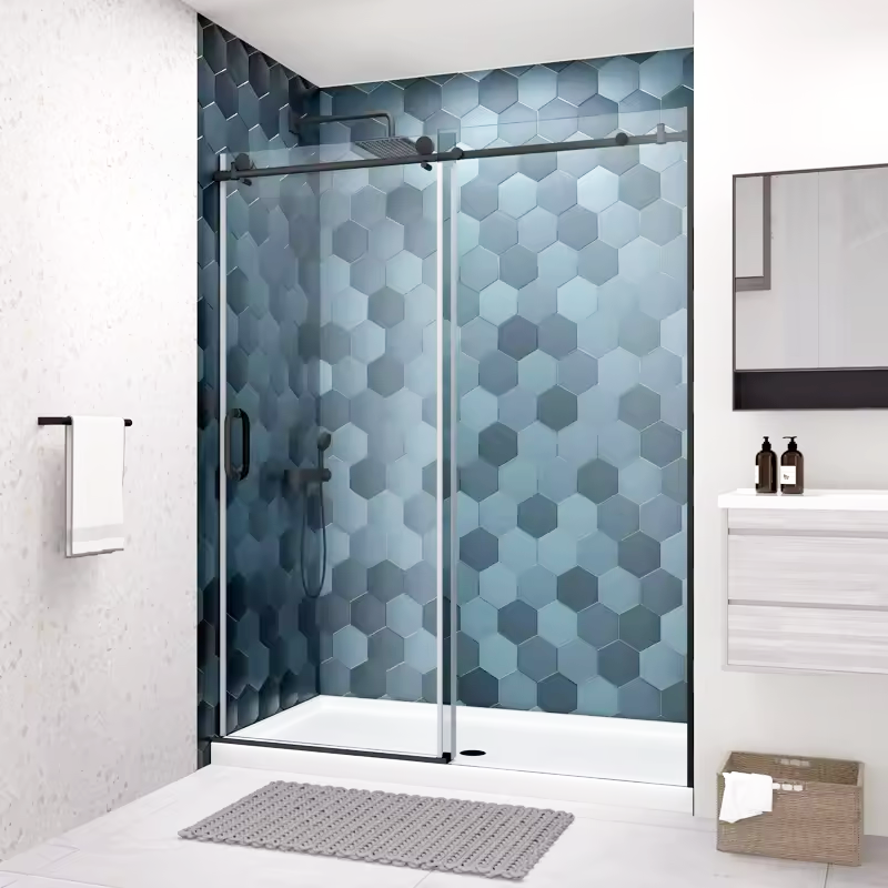 Porte de douche coulissante sans cadre en acier inoxydable JP0224