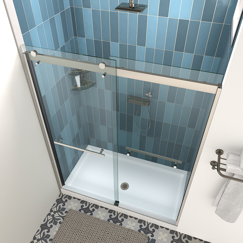JK2712 Clear Tempered Glass Bypass Double Sliding Shower Door
