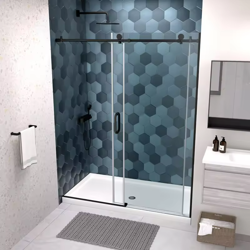 Porte de douche coulissante sans cadre en acier inoxydable JP0224