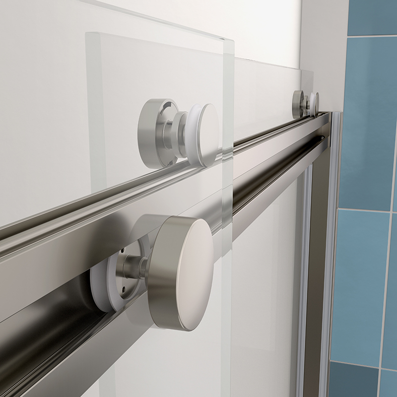 Clear tempered glass bypass double sliding shower door