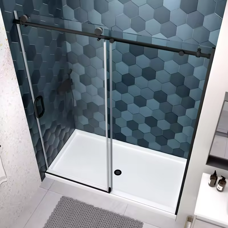 Porte de douche coulissante sans cadre en acier inoxydable JP0224