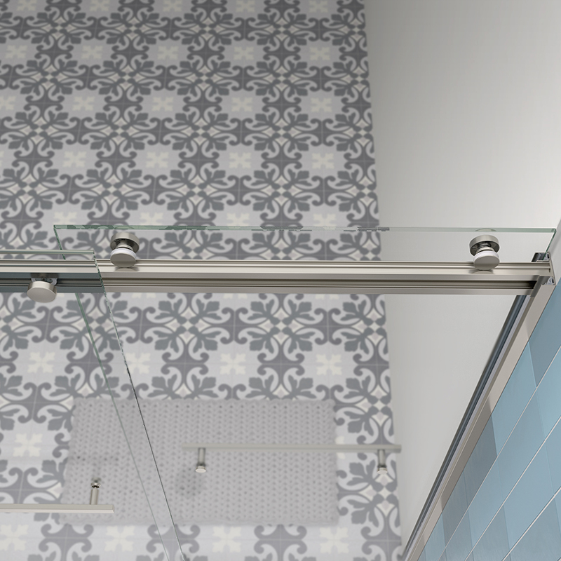 JK2712 Clear Tempered Glass Bypass Double Sliding Shower Door
