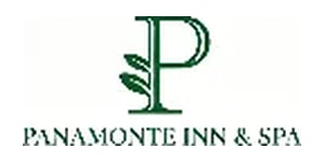 Panamonte Inn and Spa logo with dark green letter P and leaf motif above serif brand name on white background