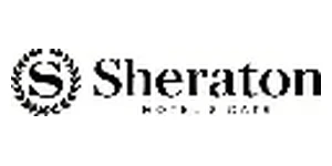 Sheraton Hotels and Resorts logo with circular S emblem and serif brand name in black on white background
