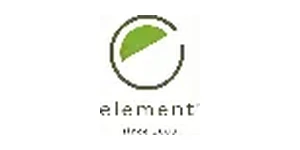Element three zero brand logo with green leaf circle emblem and lowercase sans-serif lettering on white background